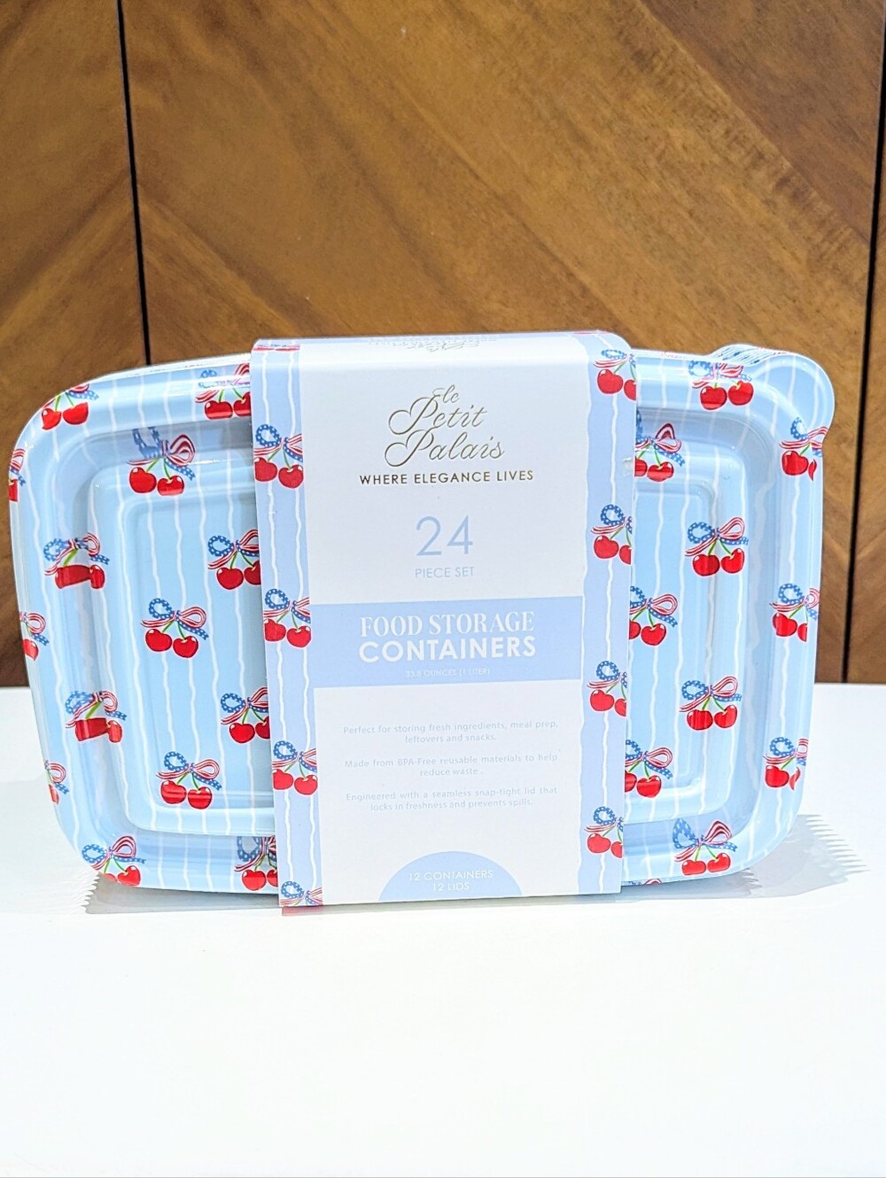 New 24pc July 4 Cherry Coquette Bow Food Storage Containers  VIRAL